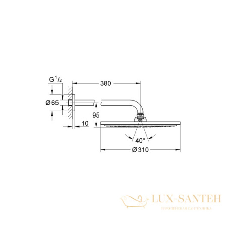 верхний душ grohe rainshower cosmopolitan 310 26066dc0, сталь