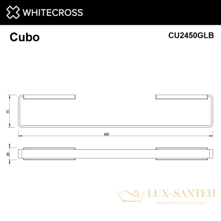 полотенцедержатель 450 мм. whitecross cubo cu2450glb, брашированное золото