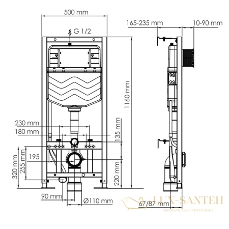 монтажный элемент wasserkraft aller 10tlt.010.me.ch01 для подвесного унитаза 