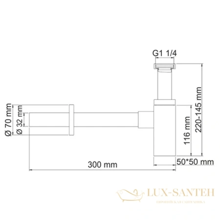 сифон wasserkraft a072 для раковины, хром