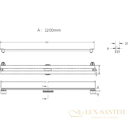 душевой канал berges super slim 090184 1200 мм, матовый хром