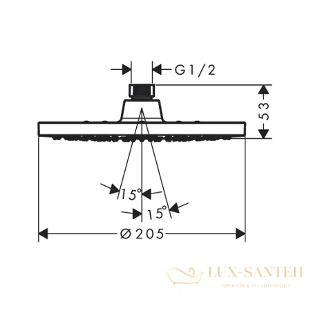 верхний душ 205 мм hansgrohe vernis blend 200 1jet 26271000 хром