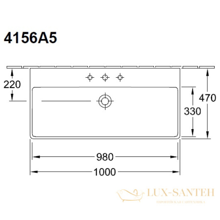 раковина villeroy & boch avento 4156 a5 r1 ceramicplus 1000х470 мм, белый