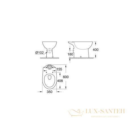 унитаз напольный grohe bau ceramic, 39428000, белый