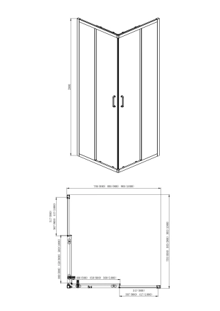 душевой уголок aquatek aqnaa1142-90 900x900x2000, хром