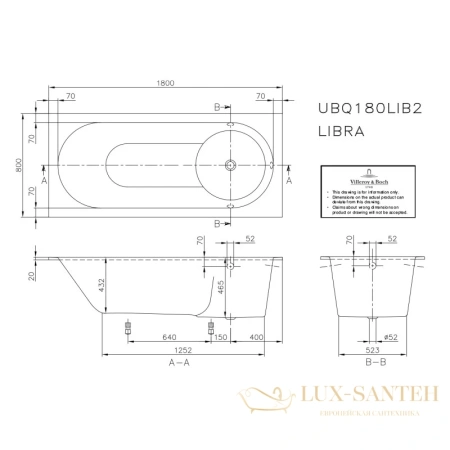 квариловая ванна villeroy & boch libra ubq180lib2v-01 180х80 см, альпийский белый