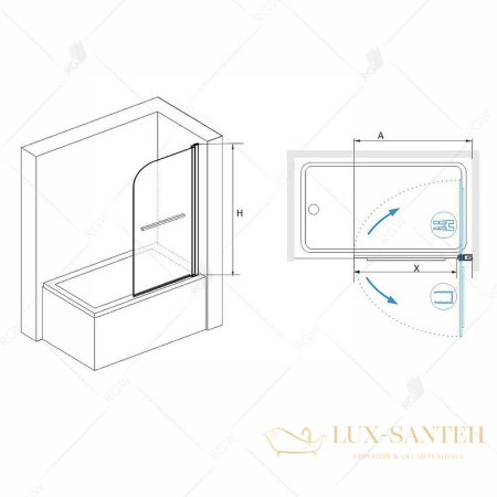 шторка rgw screens 06111508-11 на ванну sc-15 80х140, профиль хром, стекло прозрачное