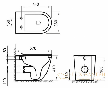 приставной унитаз belbagno sfera-r bb2141cbr без сиденья, белый