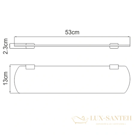 полка стеклянная wasserkraft sauer k-7924 53 см, золотой