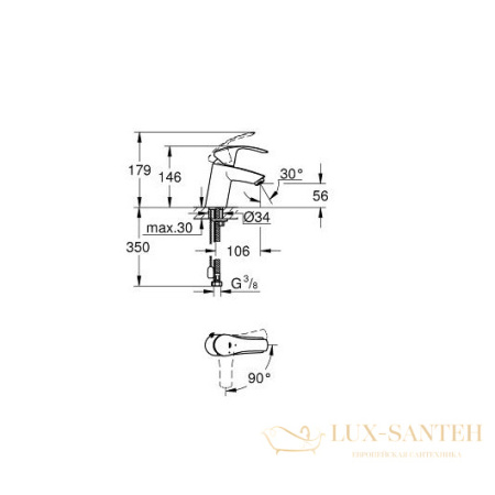 смеситель grohe eurosmart 23372002 для раковины, хром