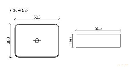 умывальник чаша накладная прямоугольная белый матовый, ceramica nova element 505*380*150мм cn6052mw 