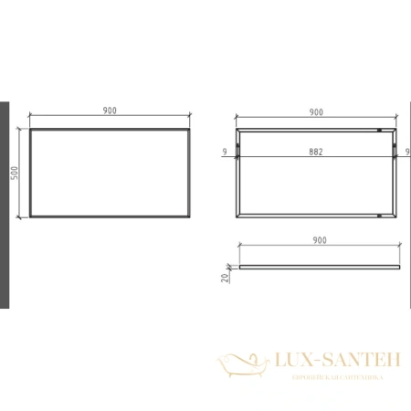 зеркало belbagno spc-900 без подсветки 90x50 см 