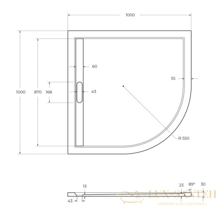 экран для поддона из искусственного мрамора cezares tray-as-r-100-100-scr, белый