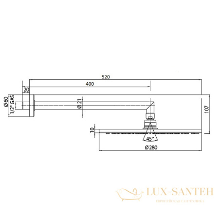 верхний душ bossini cosmo h70596i.073 ø 280 мм, черный матовый