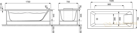 акриловая ванна jacob delafon sofa 170x70 e60518ru-00