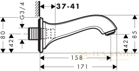 излив на ванну hansgrohe metropol 13425090 хром/золото