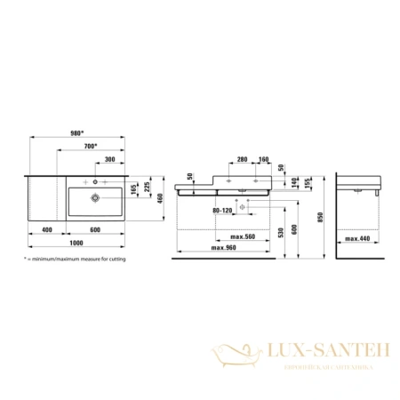 раковина подвесная laufen living city  100x46 см, белый