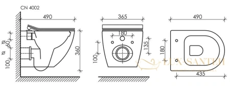 комплект ceramica nova metropol cn4002_1002b_1000: подвесной унитаз cn4002 + система инсталляции envision flat cn1002b + cn1000