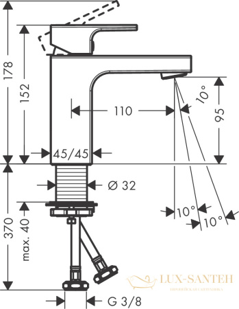 смеситель для раковины hansgrohe vernis shape 71569000, хром