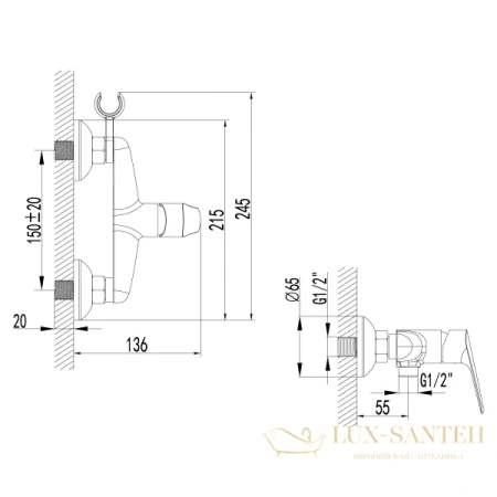 смеситель lemark partner lm6559c для душа, хром