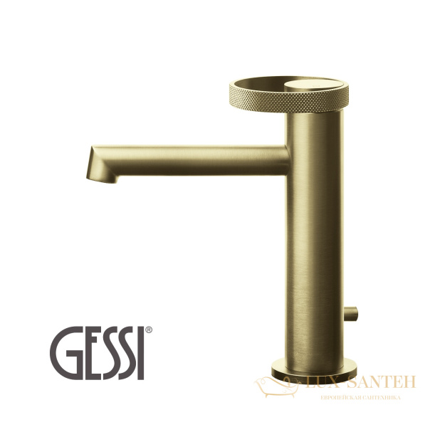 смеситель gessi anello 63301 727 для раковины, brushed brass pvd