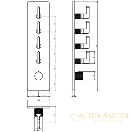 термостат gessi inciso 58208.031 для ванны, хром