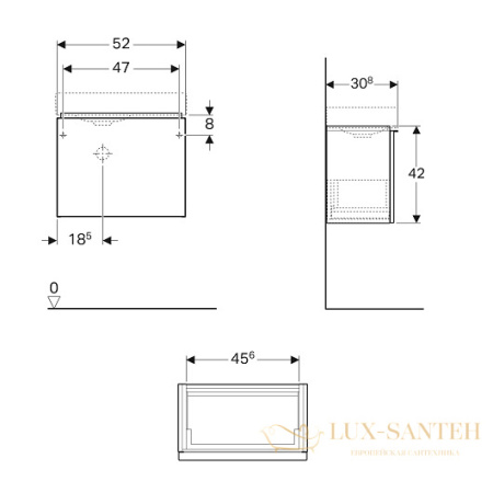 тумба под раковину geberit icon 840052000 520х308 мм, белый глянец