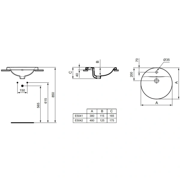 раковина ideal standard connect e504101 38х38 см, белый