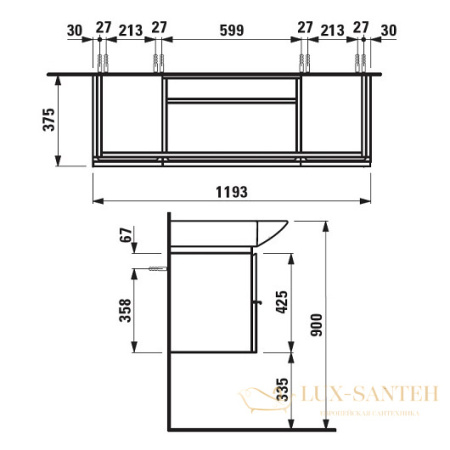 тумба под раковину laufen palace new 4.0130.2.075.463.r 1193х375 мм, белый 