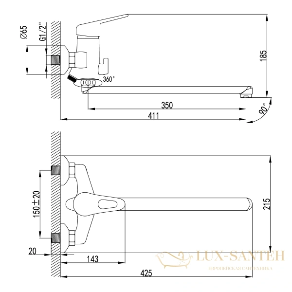 смеситель lemark luna lm4151c универсальный, хром