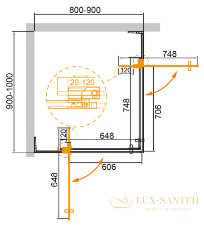 душевой уголок cezares slider slider-ah-2-80/90-90/100-grigio-cr 100x90 профиль хром, стекло серое