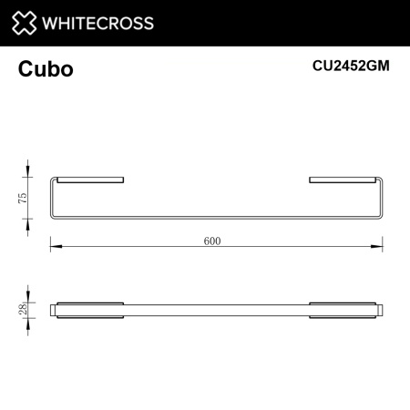 полотенцедержатель 600 мм. whitecross cubo cu2452gm, оружейная сталь