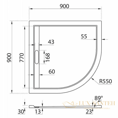 душевой поддон cezares tray as tray-as-r-90-30-nero из искусственного камня 90х90, черный матовый