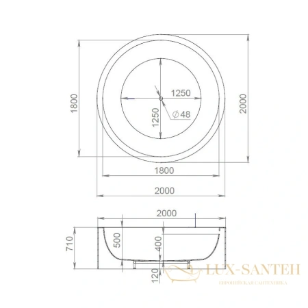 ванна salini isola 101111m s-sense 200x200 см, белый