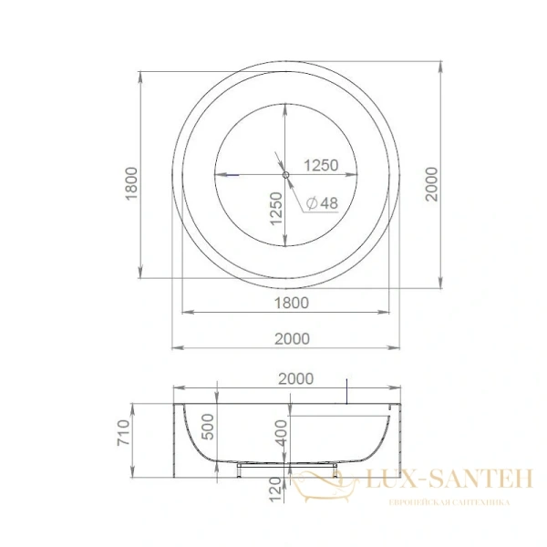 ванна salini isola 101111m s-sense 200x200 см, белый