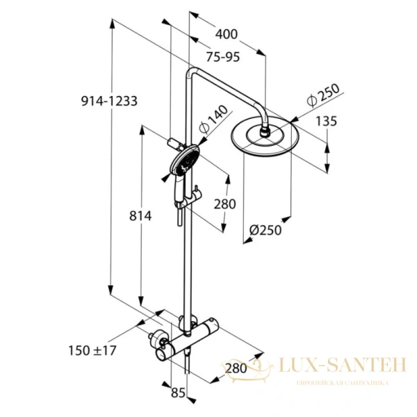 душевая система kludi freshline 670920500, хром