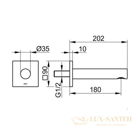 излив для ванны dn 15 keuco ixmo, 59545370102, 202 мм, черный матовый (ral 9011)