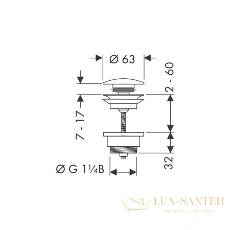 донный клапан push-open для раковины hansgrohe 50100670 черный матовый