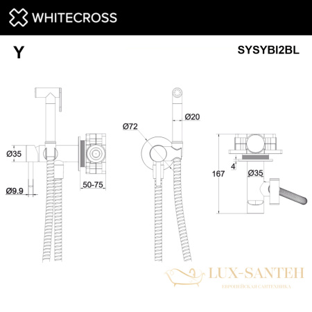 система для биде скрытого монтажа whitecross y sysybi2bl, черный мат