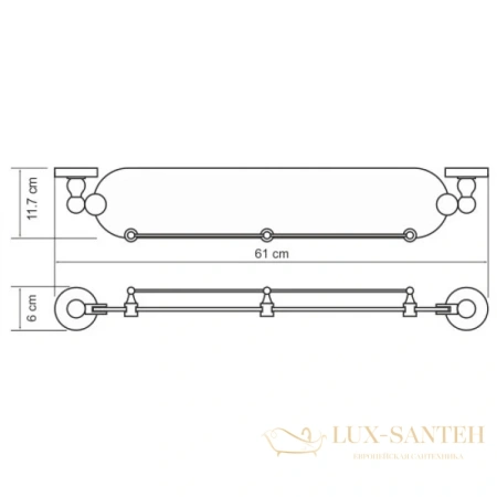 полка стеклянная wasserkraft nau k-7744 61 см, хром