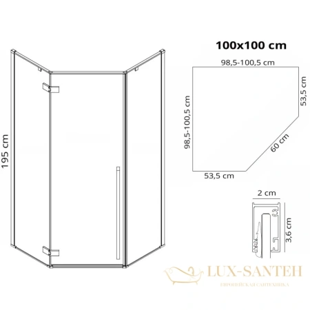 душевой уголок rea diamond rea-k6616 100х100 см 