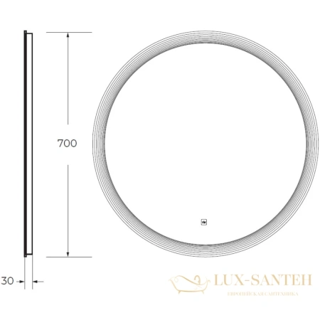 зеркало cezares eco czr-spc-eco-700-led-tch 70x70 см 