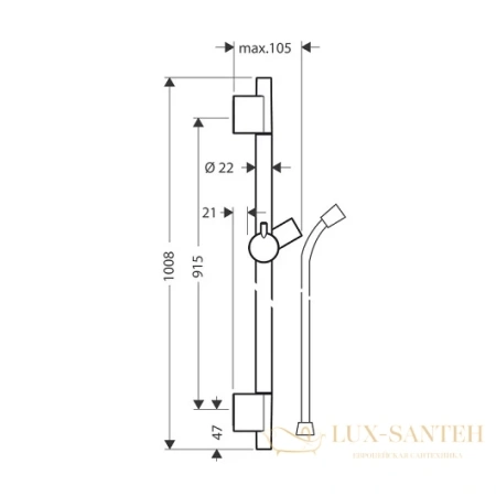 штанга для душа 90 см hansgrohe unica s puro 28631700 белая матовая