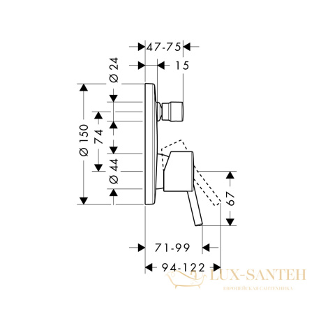 смеситель для ванны с душем hansgrohe talis s 32477000, хром