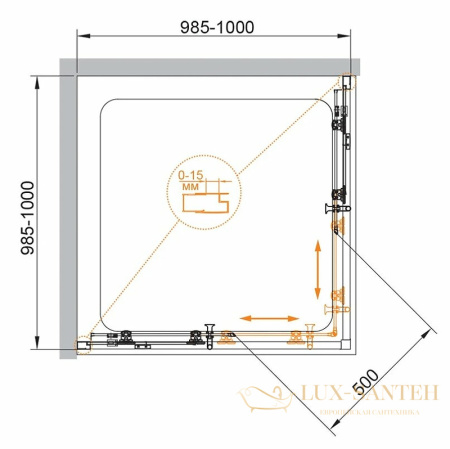 душевой уголок cezares eco eco-o-a-2-100-c-nero 100x100 профиль черный матовый, стекло прозрачное