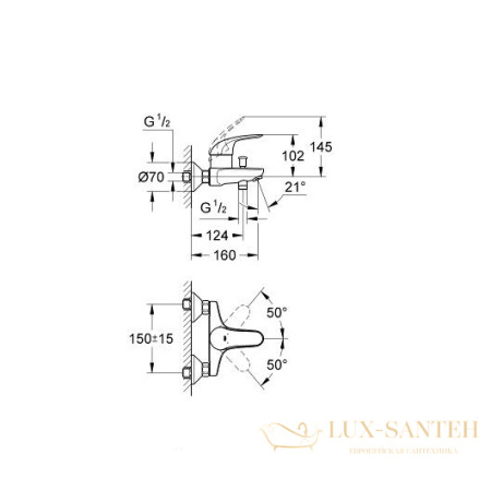 смеситель grohe euroeco 32743000 для ванны, хром