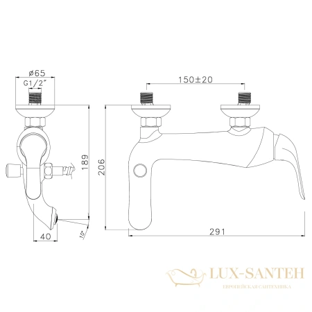 смеситель lemark swan lm5402bg для ванны с коротким монолитным изливом, черный/золото