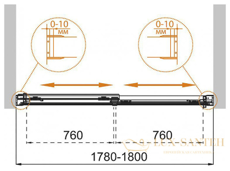 шторка на ванну cezares tandem-soft tandem-soft-vf-2-180/145-p-cr 180 см профиль хром, стекло рифленое