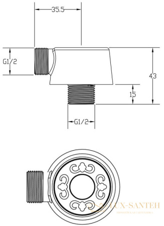 шланговое подключение zorg antic azr 4 br, бронза