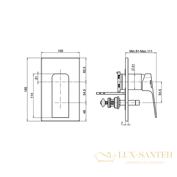 смеситель встсраиваемый для душа fima carlo frattini fit, f3389x2ns, 2 потребителя, (внешняя часть), черный матовый